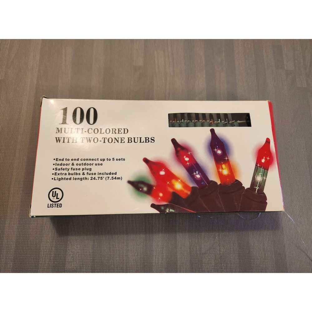 100 Multi-Colored Two-Tone Christmas String Lights Indoor Outdoor 24.75ft UL